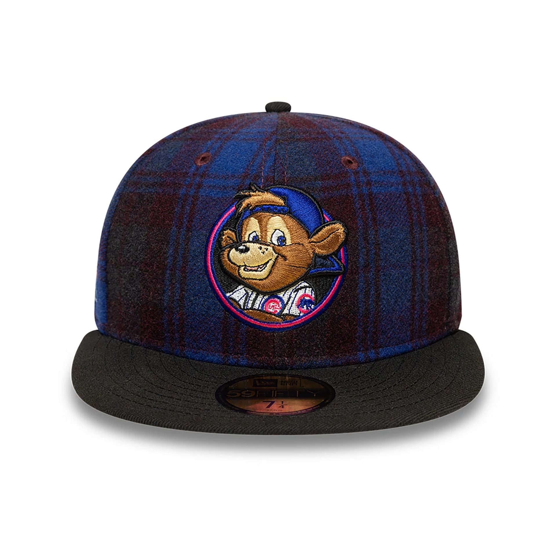 This is a Chicago Cubs Mascot Plaid Purple 59FIFTY Fitted Cap 3