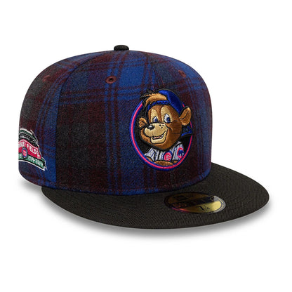 This is a Chicago Cubs Mascot Plaid Purple 59FIFTY Fitted Cap 1