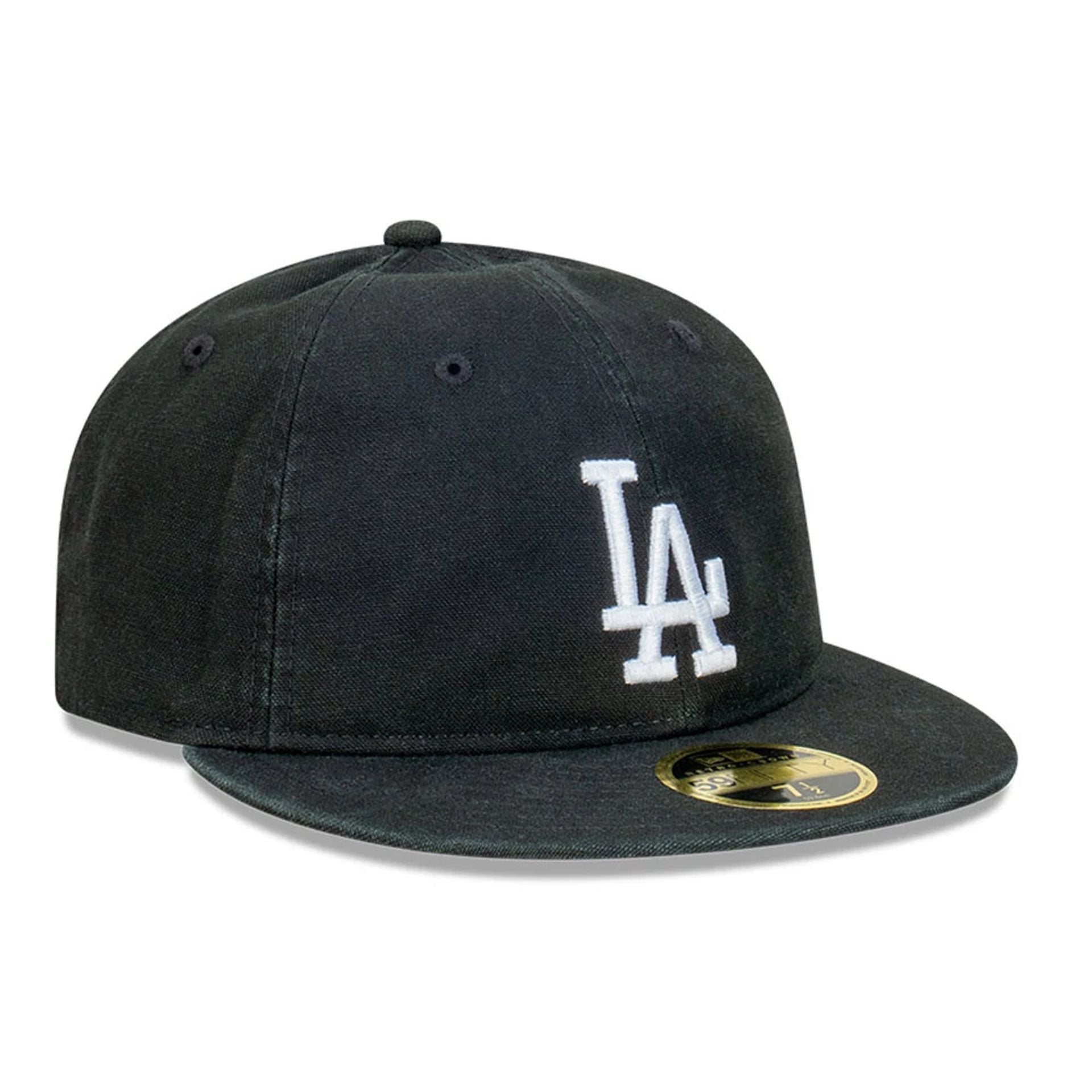 This is a LA Dodgers Snow Washed Canvas Black Retro Crown 59FIFTY Fitted Cap 4