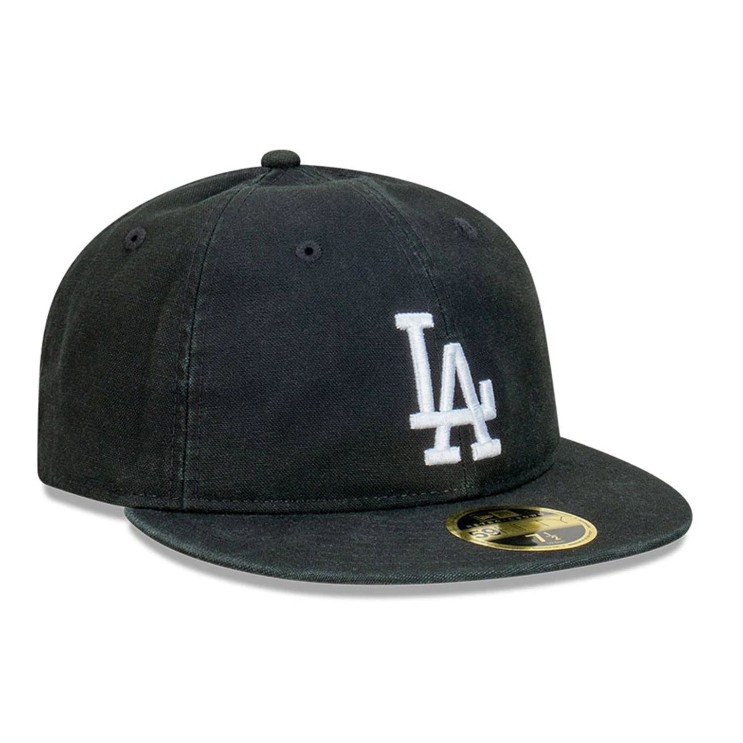 This is a LA Dodgers Snow Washed Canvas Black Retro Crown 59FIFTY Fitted Cap 4