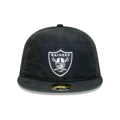 This is a Las Vegas Raiders Snow Washed Canvas Black Retro Crown 59FIFTY Fitted Cap 3