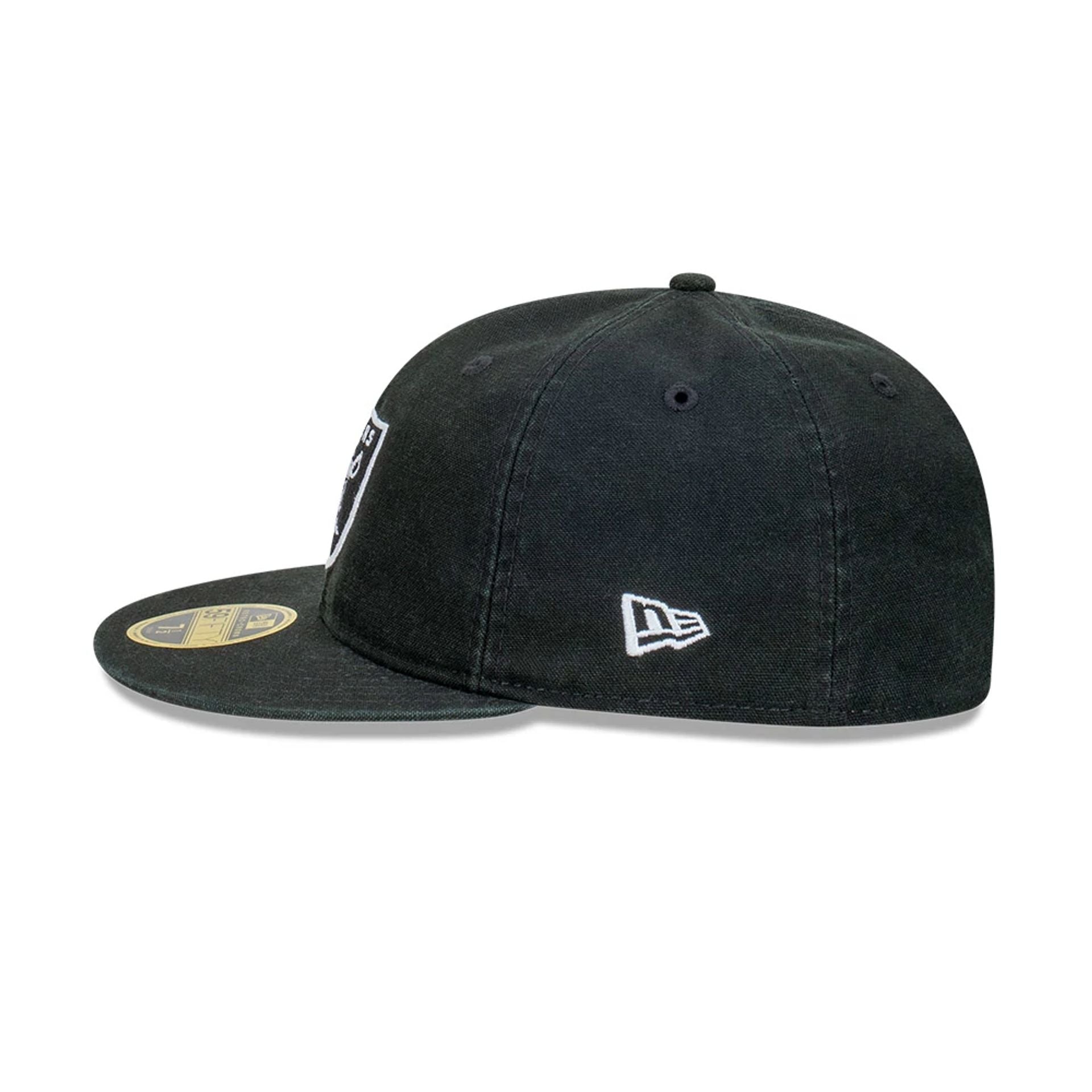 This is a Las Vegas Raiders Snow Washed Canvas Black Retro Crown 59FIFTY Fitted Cap 7