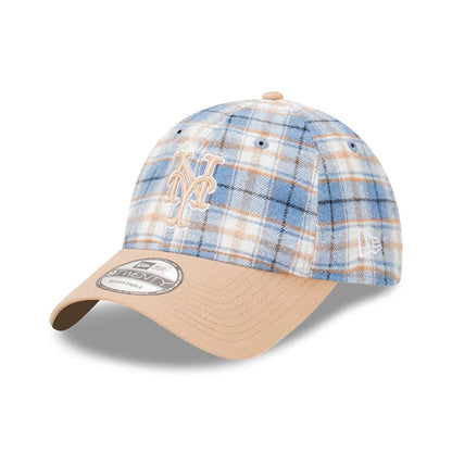 This is a New York Mets Plaid 2Tone Blue 9TWENTY Adjustable Cap 1