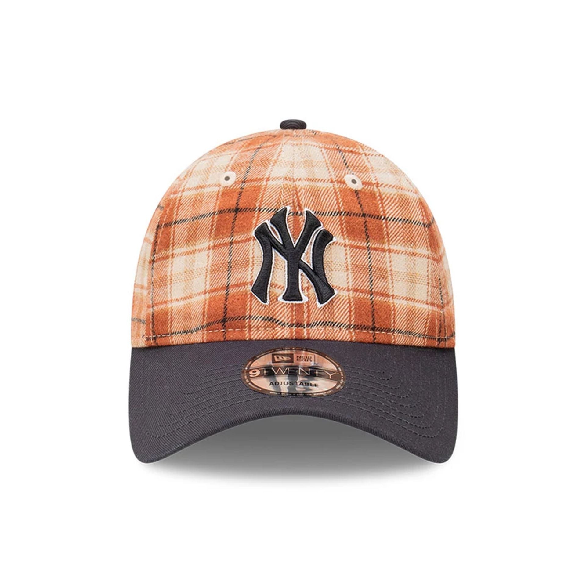 This is a New York Yankees Plaid 2Tone Brown 9TWENTY Adjustable Cap 2