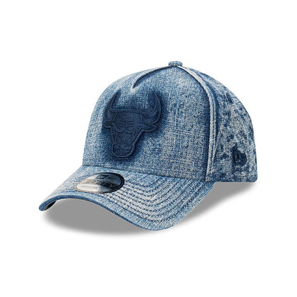 This is a Chicago Bulls Denim Snow Wash Navy 9FORTY A-Frame Adjustable Cap 1