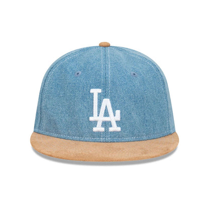 This is a LA Dodgers Denim Suede Light Blue Retro Crown 9FIFTY Snapback Adjustable Cap 3