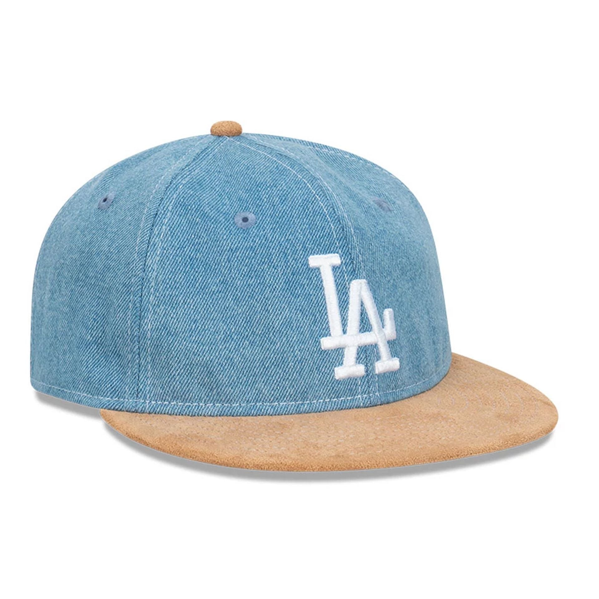 This is a LA Dodgers Denim Suede Light Blue Retro Crown 9FIFTY Snapback Adjustable Cap 4