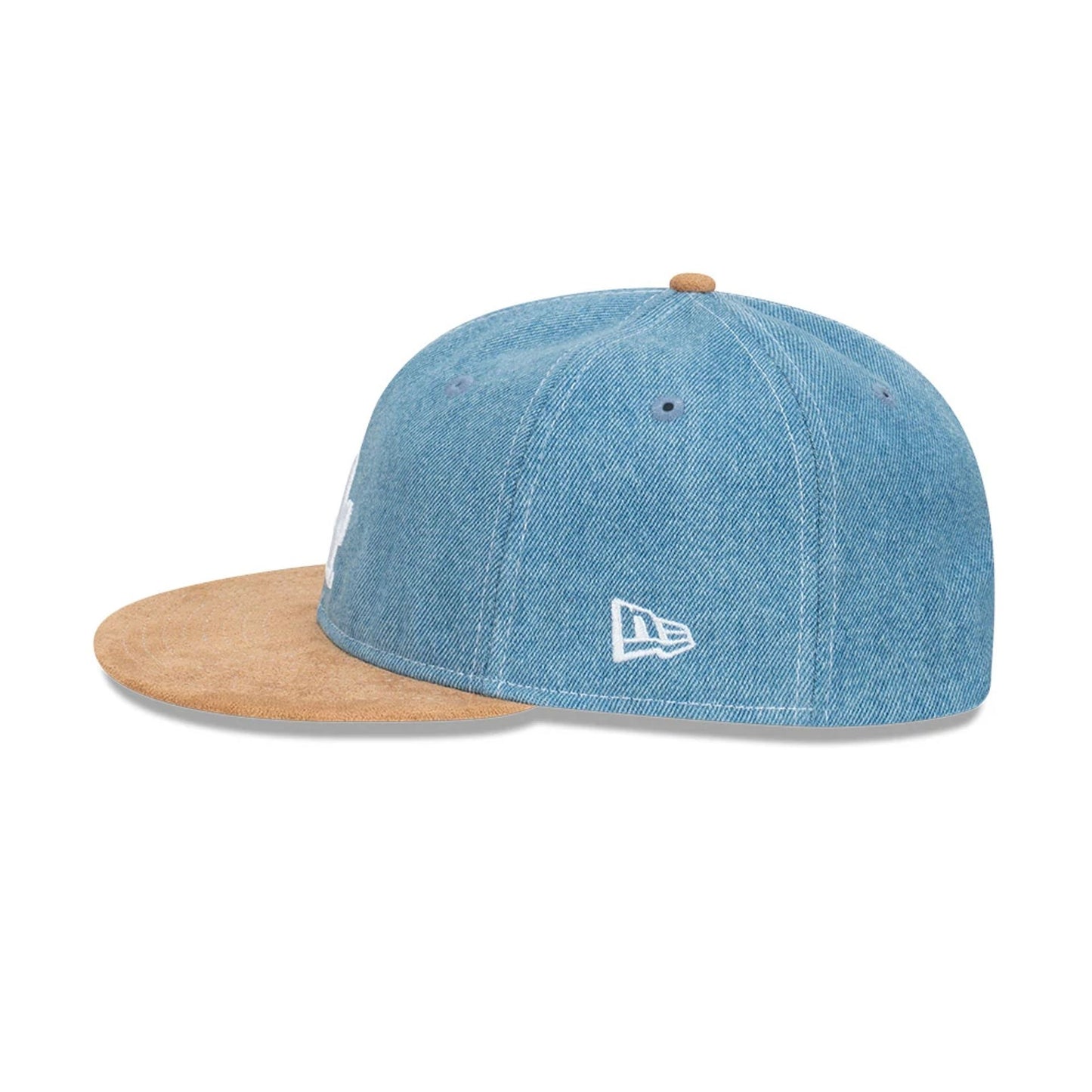 This is a LA Dodgers Denim Suede Light Blue Retro Crown 9FIFTY Snapback Adjustable Cap 7