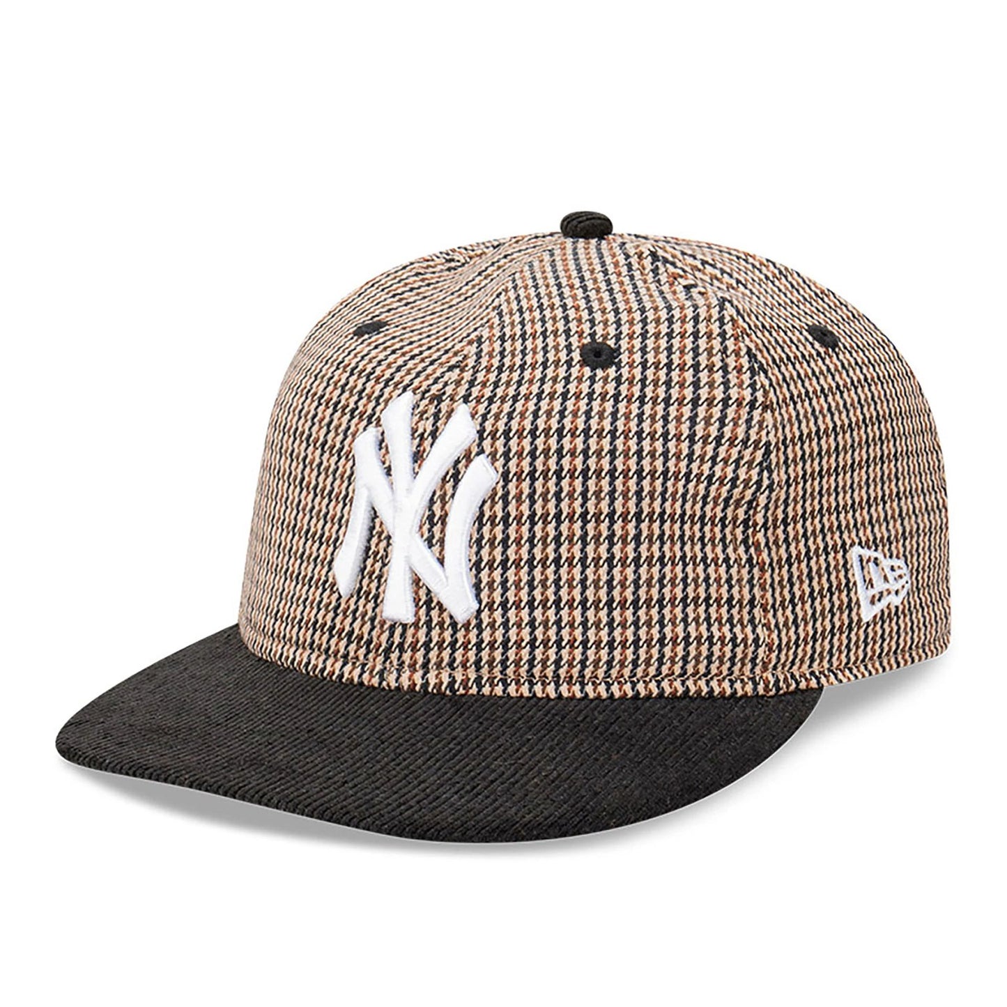 This is a New York Yankees Houndstooth Brown Retro Crown 9FIFTY Snapback Cap 1