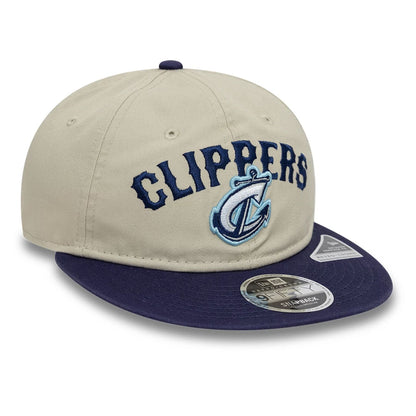 This is a Columbus Clippers MiLB Two Tone Light Beige Retro Crown 9FIFTY Strapback Cap 6