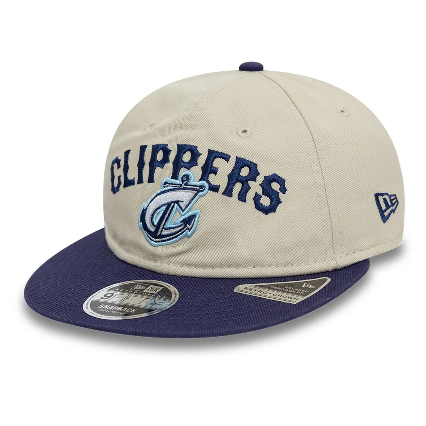 This is a Columbus Clippers MiLB Two Tone Light Beige Retro Crown 9FIFTY Strapback Cap 1