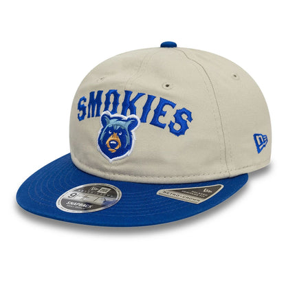 This is a Tennessee Smokies MiLB Two Tone Light Beige Retro Crown 9FIFTY Strapback Cap 1