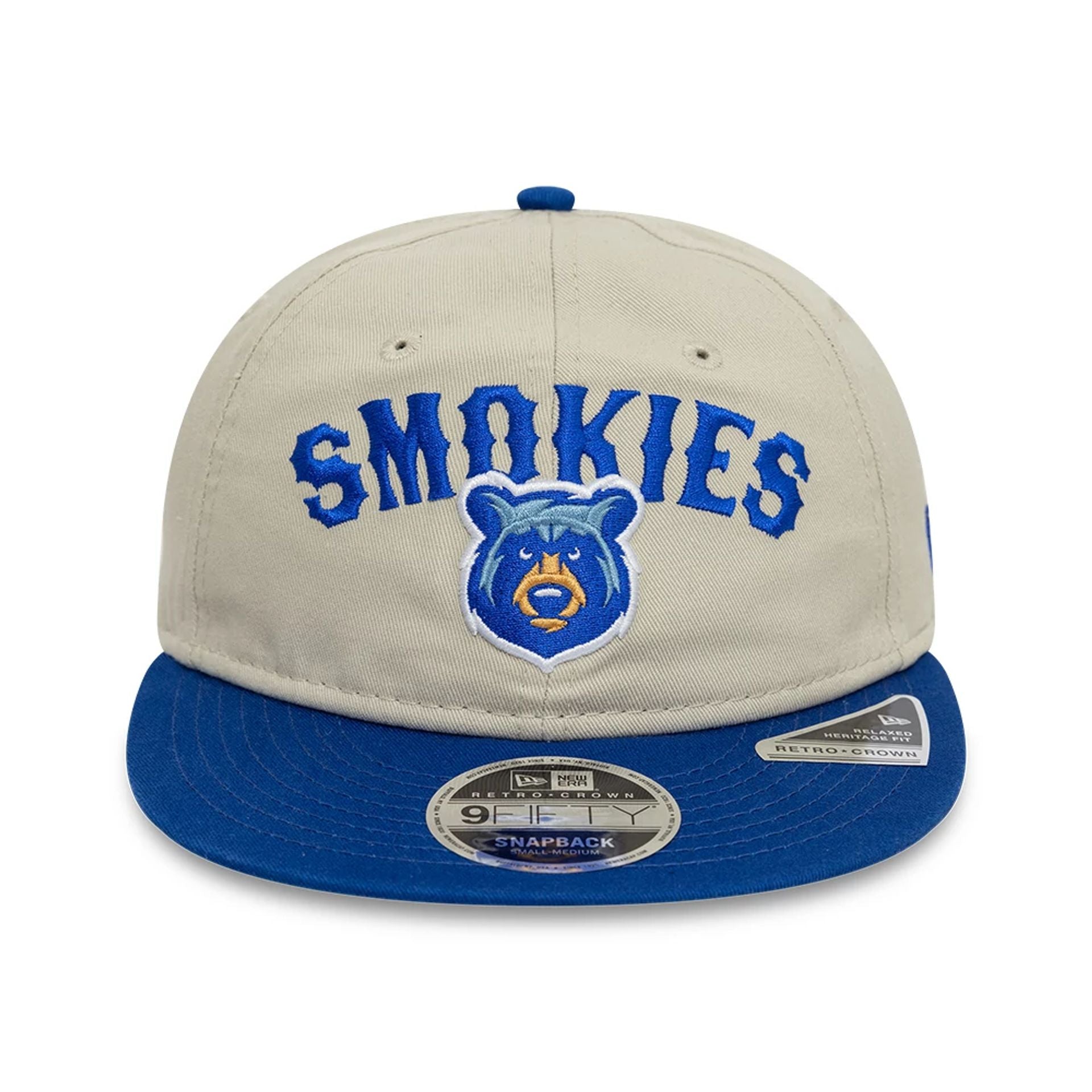 This is a Tennessee Smokies MiLB Two Tone Light Beige Retro Crown 9FIFTY Strapback Cap 2