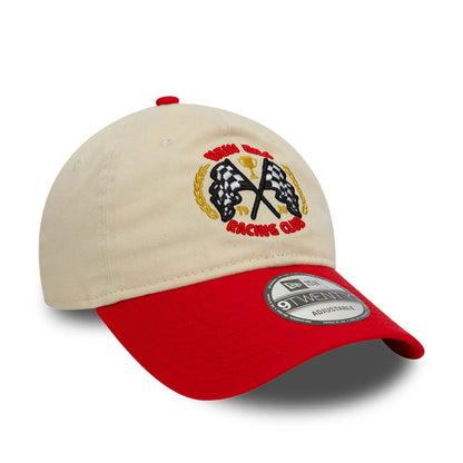 This is a New Era Racing Light Beige 9TWENTY Adjustable Cap 3