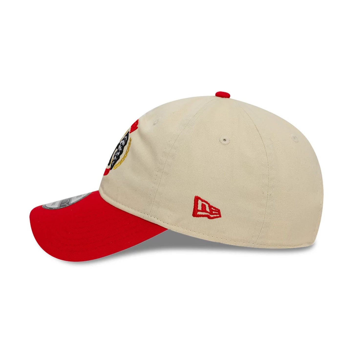 This is a New Era Racing Light Beige 9TWENTY Adjustable Cap 6