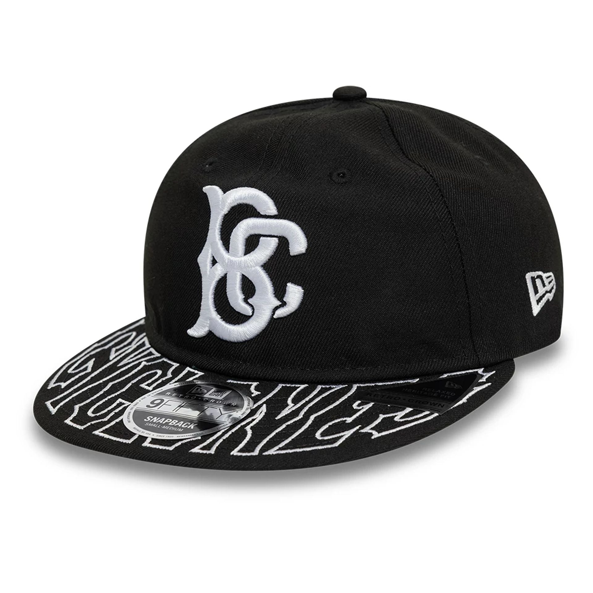 This is a Brooklyn Cyclones MiLB Visor Script Black Retro Crown 9FIFTY Strapback Cap 1