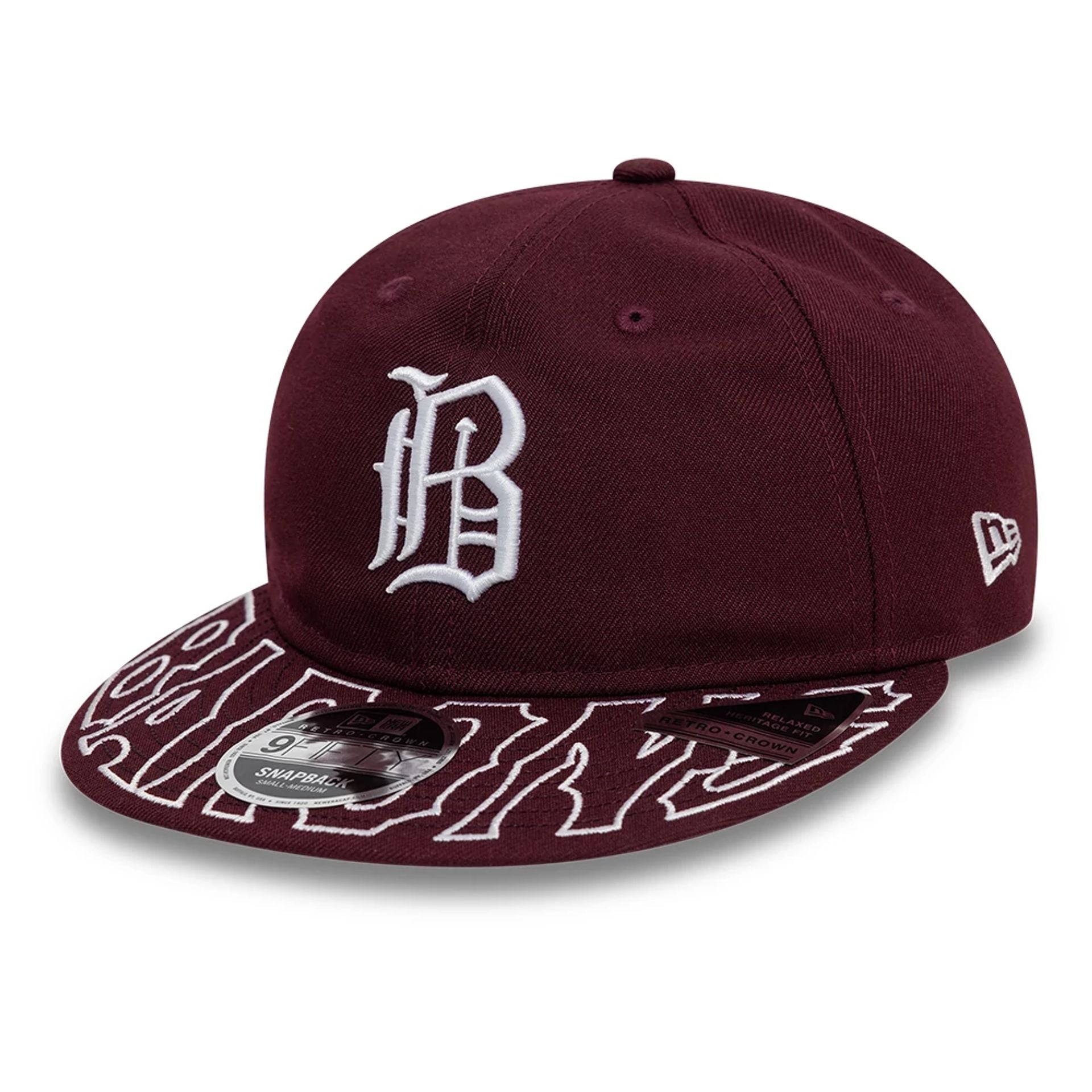 This is a Birmingham Barons MiLB Visor Script Dark Purple Retro Crown 9FIFTY Strapback Cap 1