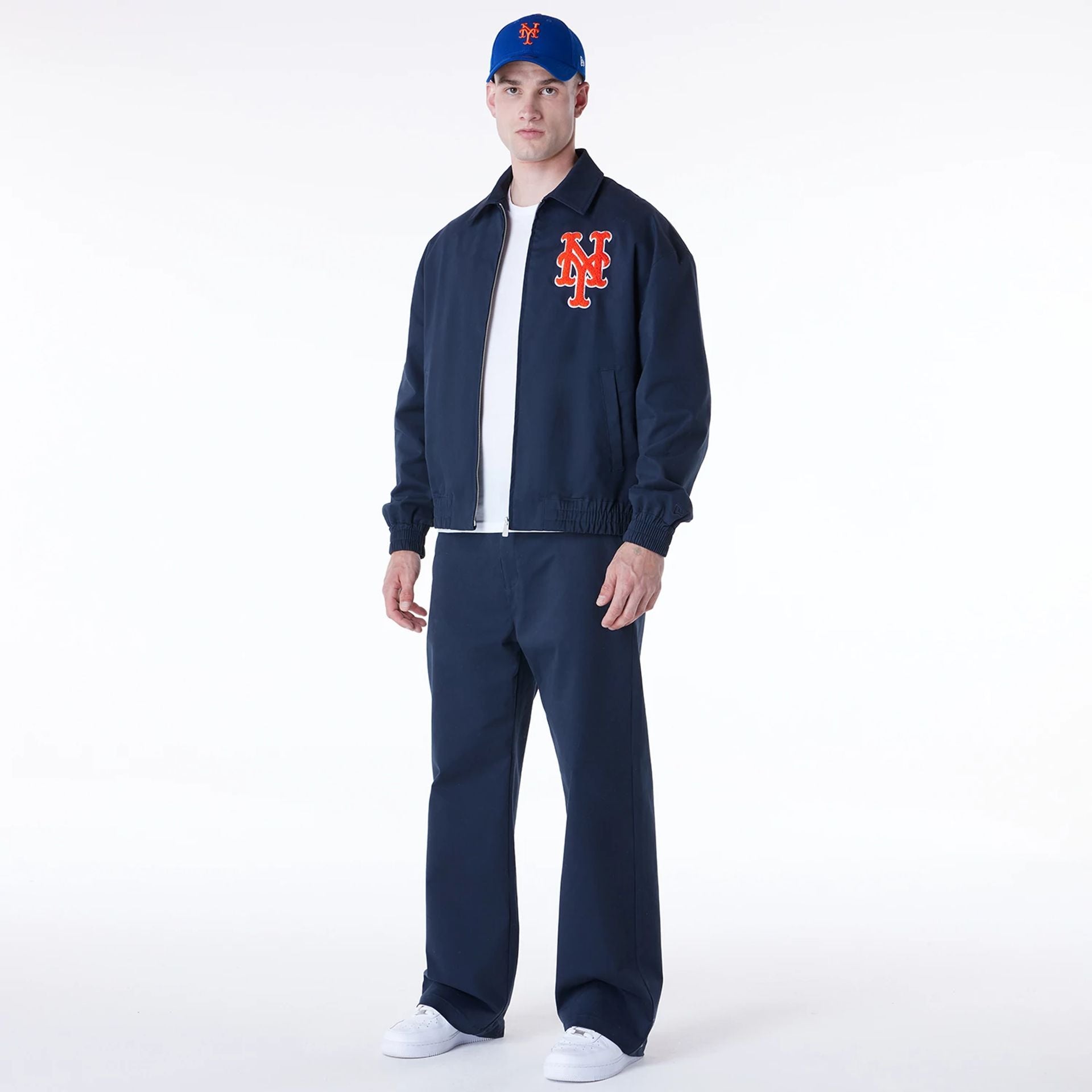 The Male model is wearing New York Mets MLB London Games 2024 Navy Chino Trousers 3