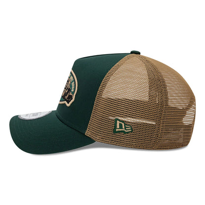 This is a New Era Hot Rod Trucker Dark Green 9FORTY A-Frame Trucker Adjustable Cap 7