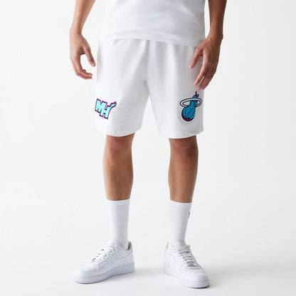 The Male model is wearing Miami Heat NBA City Edition Grey Shorts 6