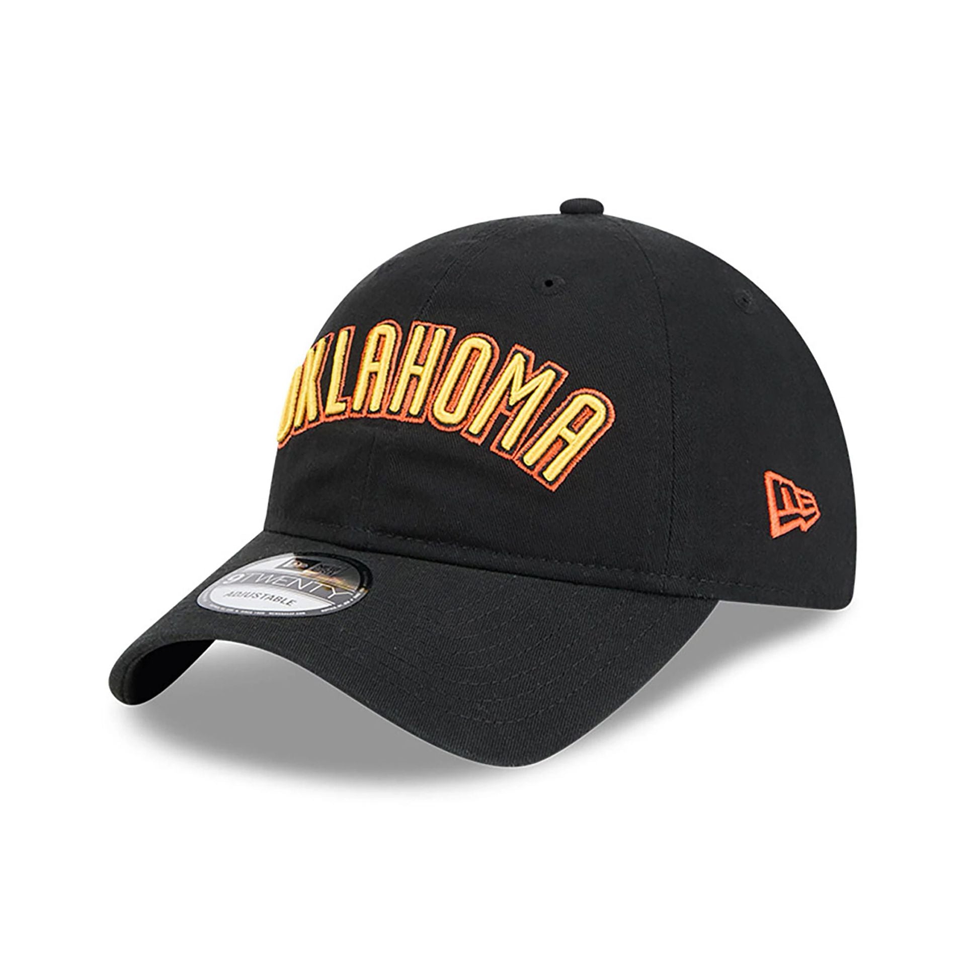 This is a Oklahoma City Thunder NBA City Edition Black 9TWENTY Adjustable Cap 1