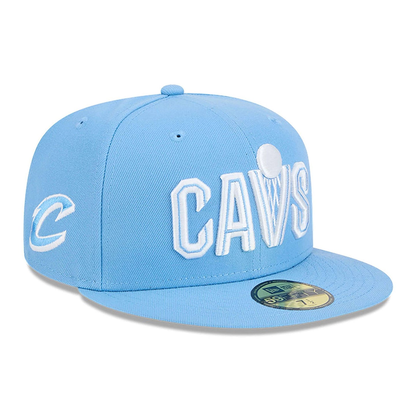 This is a Cleveland Cavaliers NBA City Edition Light Blue 59FIFTY Fitted Cap 1