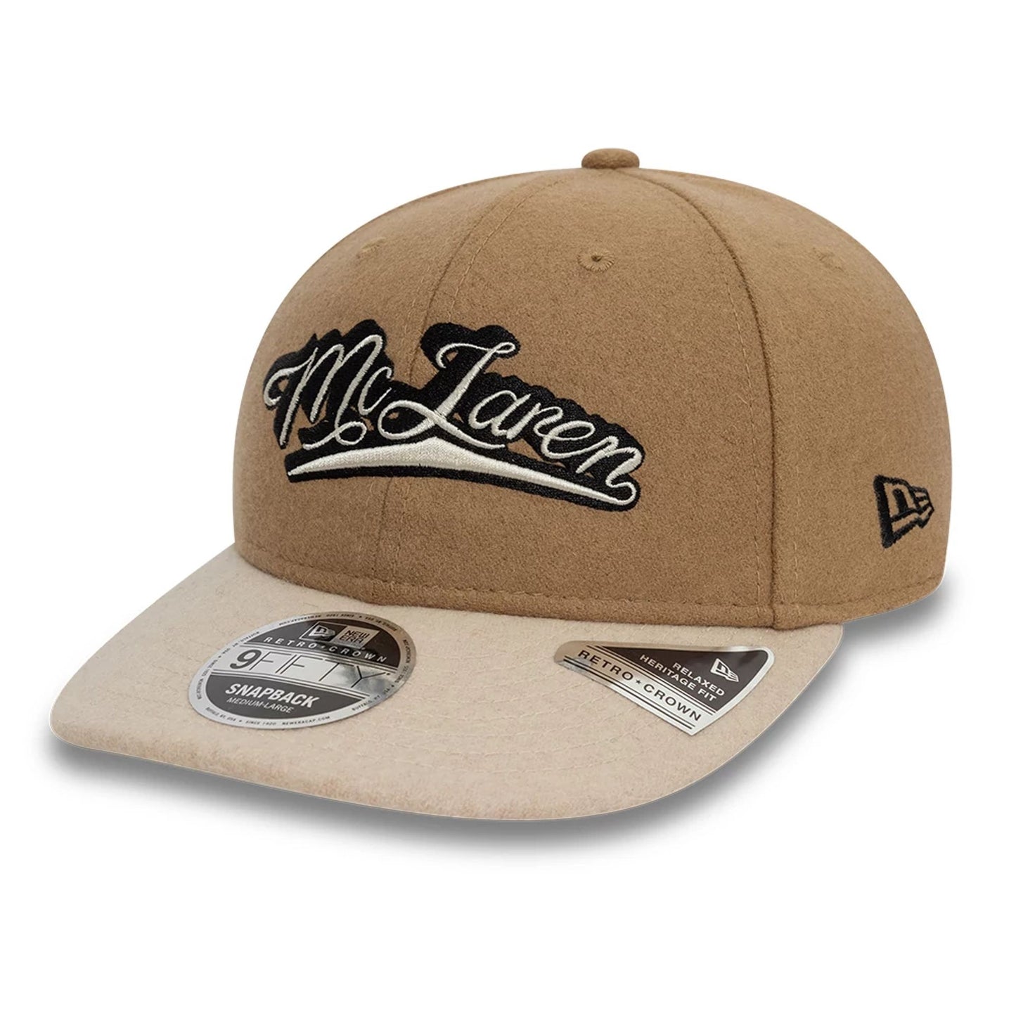 This is a McLaren x Reiss Brown Retro Crown 9FIFTY Strapback Cap 1