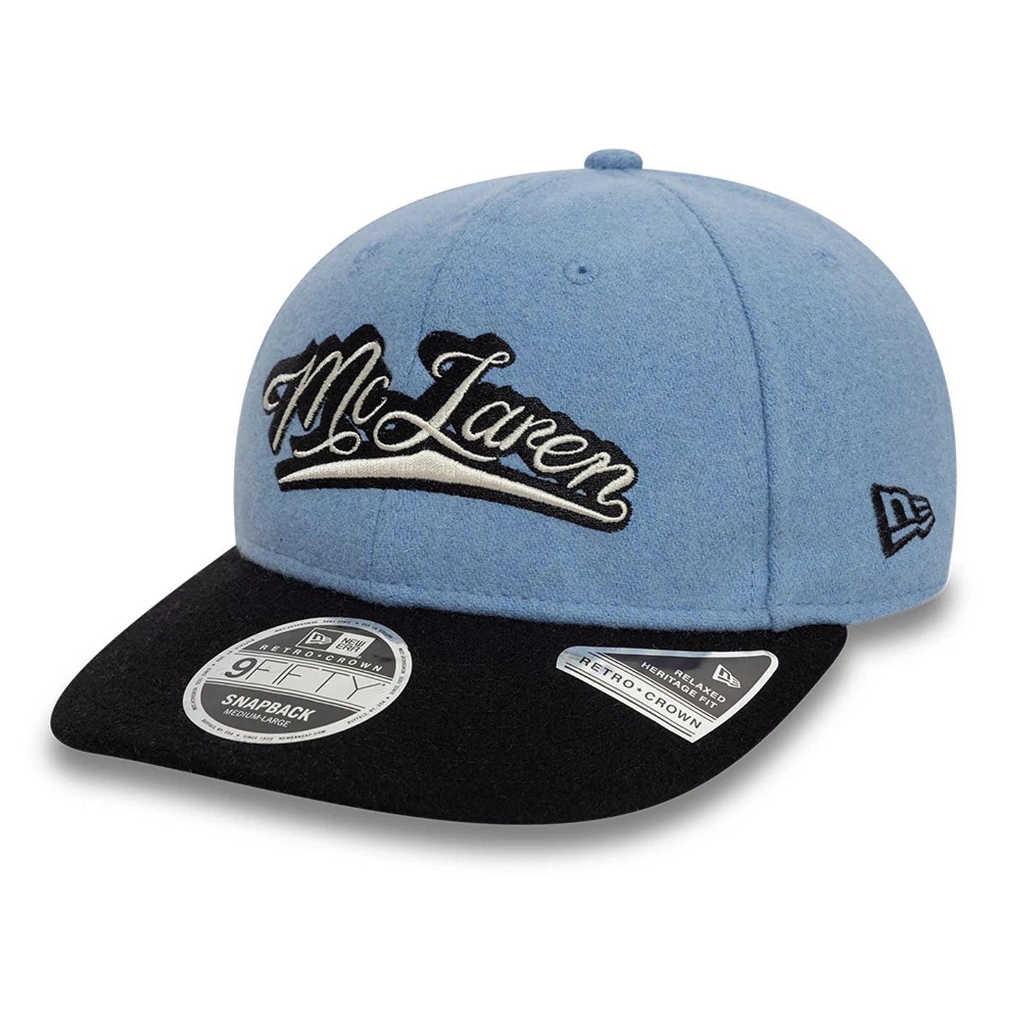 This is a McLaren x Reiss Blue Retro Crown 9FIFTY Strapback Cap 1