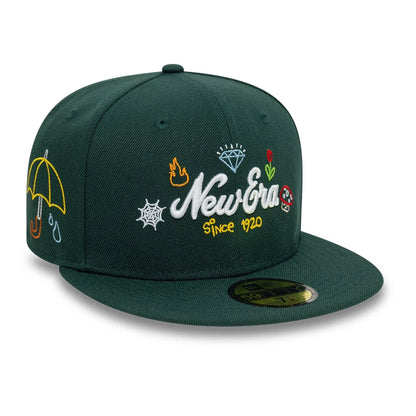 This is a New Era Scribble Dark Green 59FIFTY Fitted Cap 4