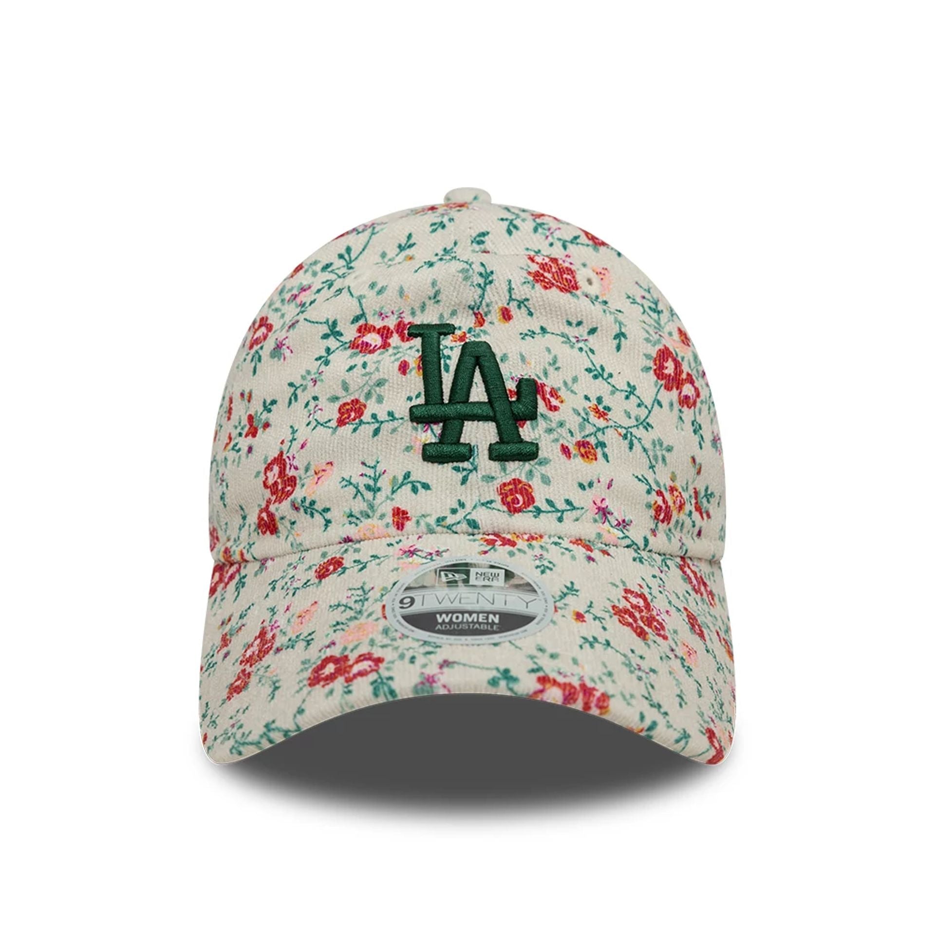 This is a LA Dodgers Womens Floral Cord Light Beige 9TWENTY Adjustable Cap 3