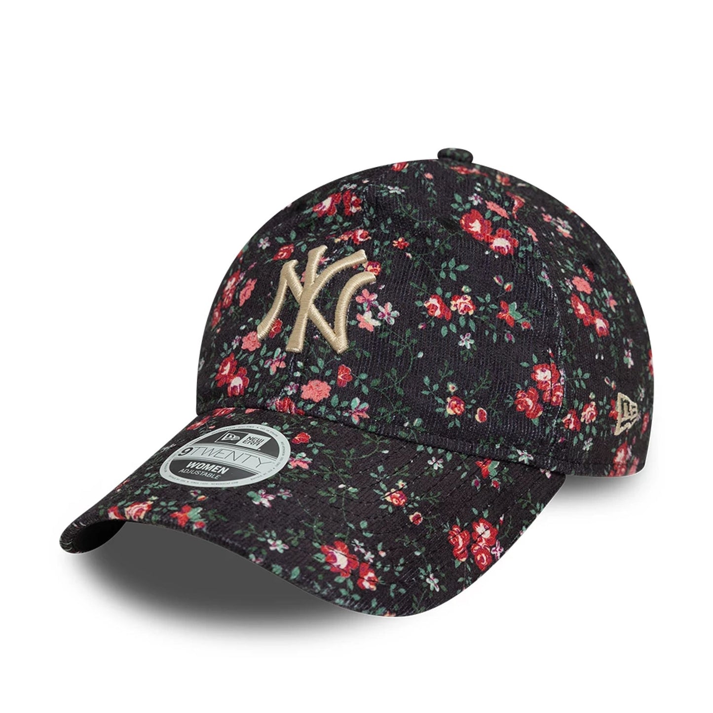 This is a New York Yankees Womens Floral Cord Black 9TWENTY Adjustable Cap 1