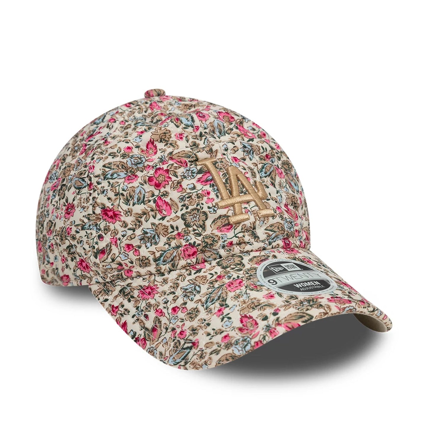 This is a LA Dodgers Womens Floral Quilted Light Beige 9TWENTY Adjustable Cap 3