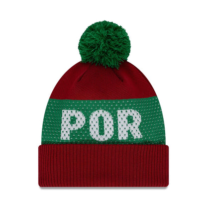 This is a Portugal National Team Engineered Dark Red Sport Knit Beanie Hat 2