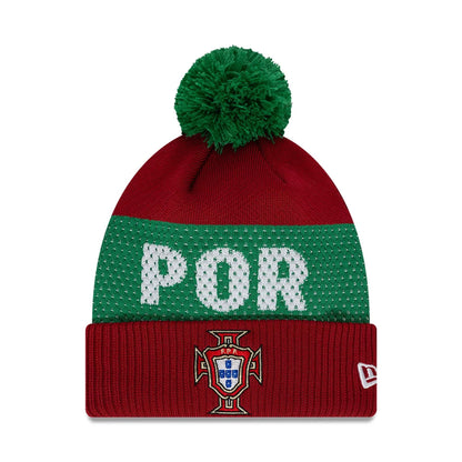 This is a Portugal National Team Engineered Dark Red Sport Knit Beanie Hat 1