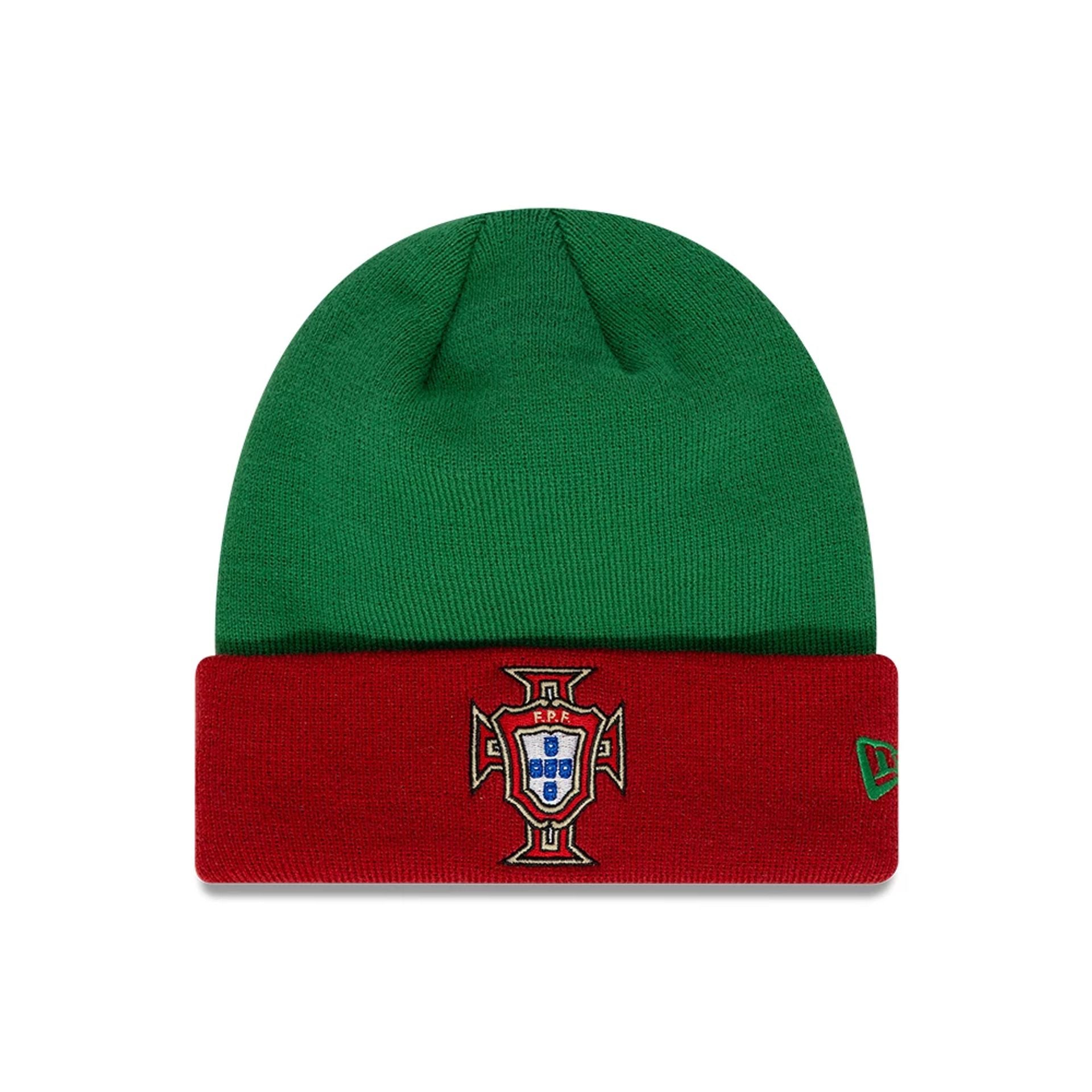 This is a Portugal National Team Contrast Cuff Green Cuff Knit Beanie Hat 1