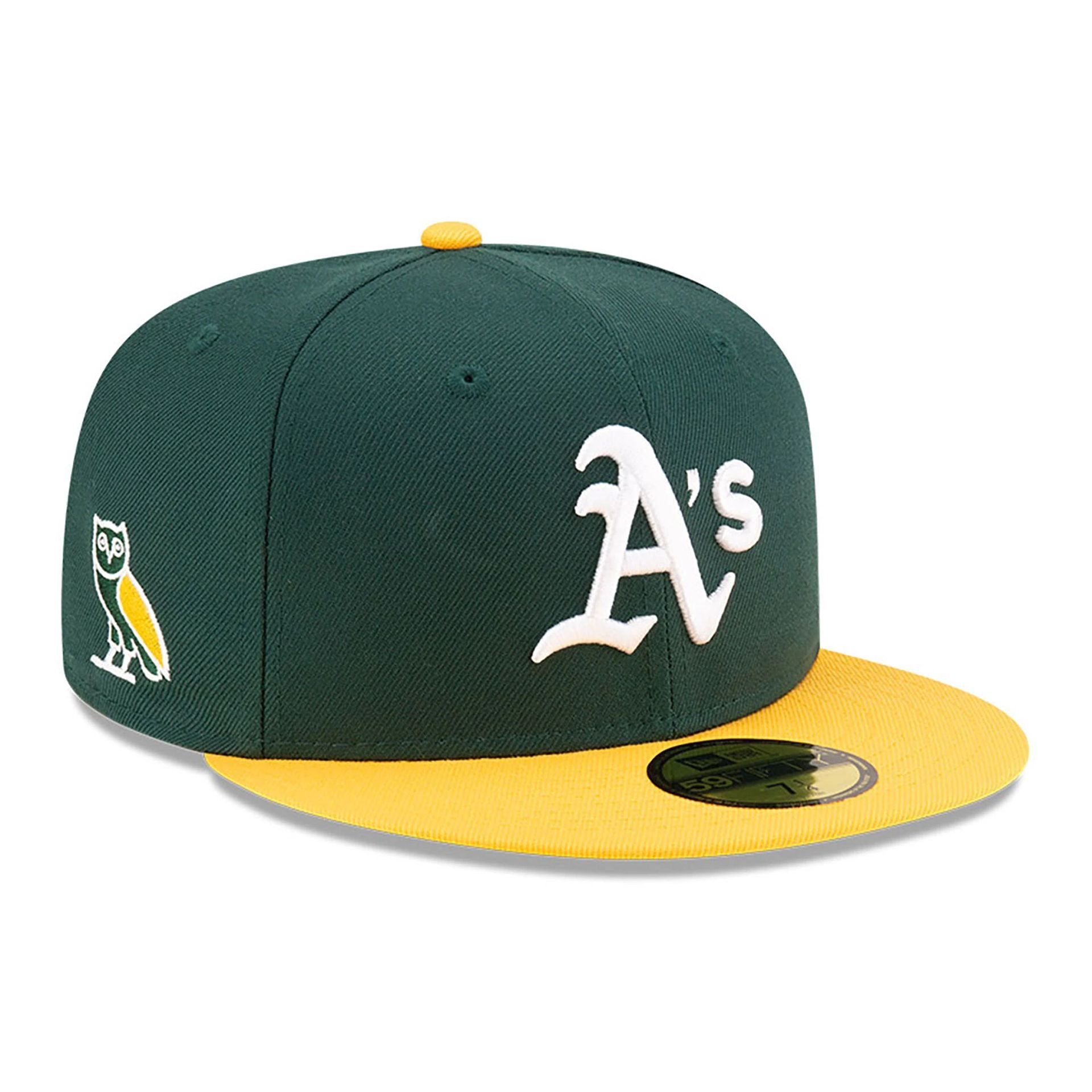 This is a Oakland Athletics OVO x MLB 2024 Dark Green 59FIFTY Fitted Cap 1