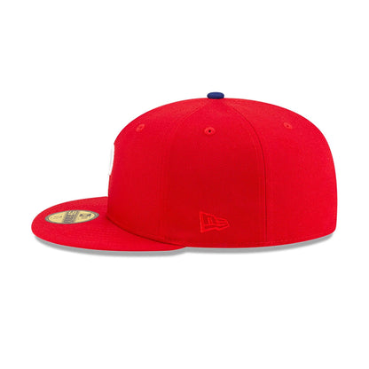 This is a Philadelphia Phillies OVO x MLB 2024 Red 59FIFTY Fitted Cap 7