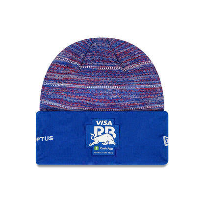 This is a Visa Cash App RB Daniel Ricciardo Dark Blue Wide Cuff Knit Beanie Hat 3