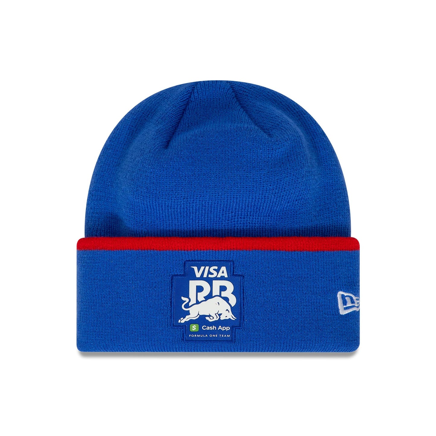 This is a Visa Cash App RB Logo Dark Blue Wide Cuff Knit Beanie Hat 1