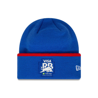 This is a Visa Cash App RB Logo Dark Blue Wide Cuff Knit Beanie Hat 3