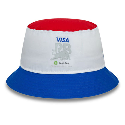 This is a Visa Cash App RB Block White Tapered Bucket Cap 3