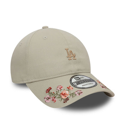 This is a LA Dodgers Floral Visor Light Beige 9TWENTY Adjustable Cap 3