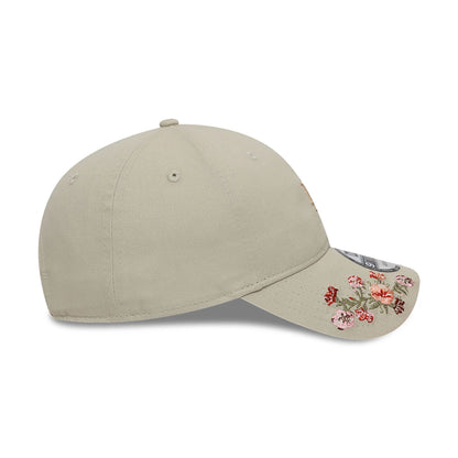 This is a LA Dodgers Floral Visor Light Beige 9TWENTY Adjustable Cap 6