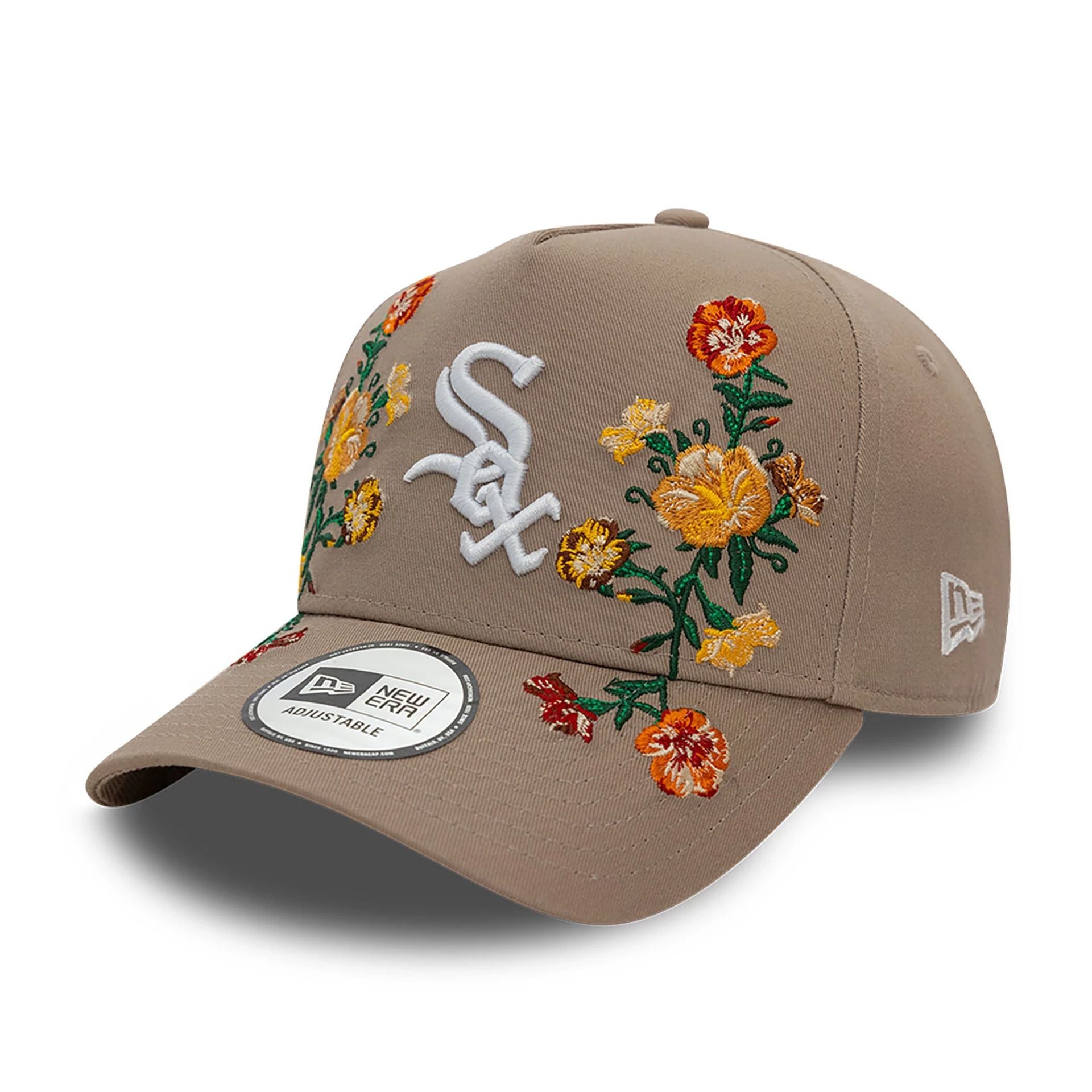 This is a Chicago White Sox Floral Front Beige 9FORTY E-Frame Adjustable Cap 1