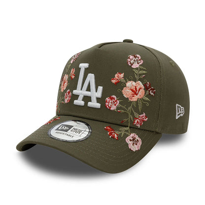 This is a LA Dodgers Floral Front Dark Green 9FORTY E-Frame Adjustable Cap 1