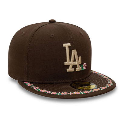 This is a LA Dodgers Floral Border Dark Brown 59FIFTY Fitted Cap 3