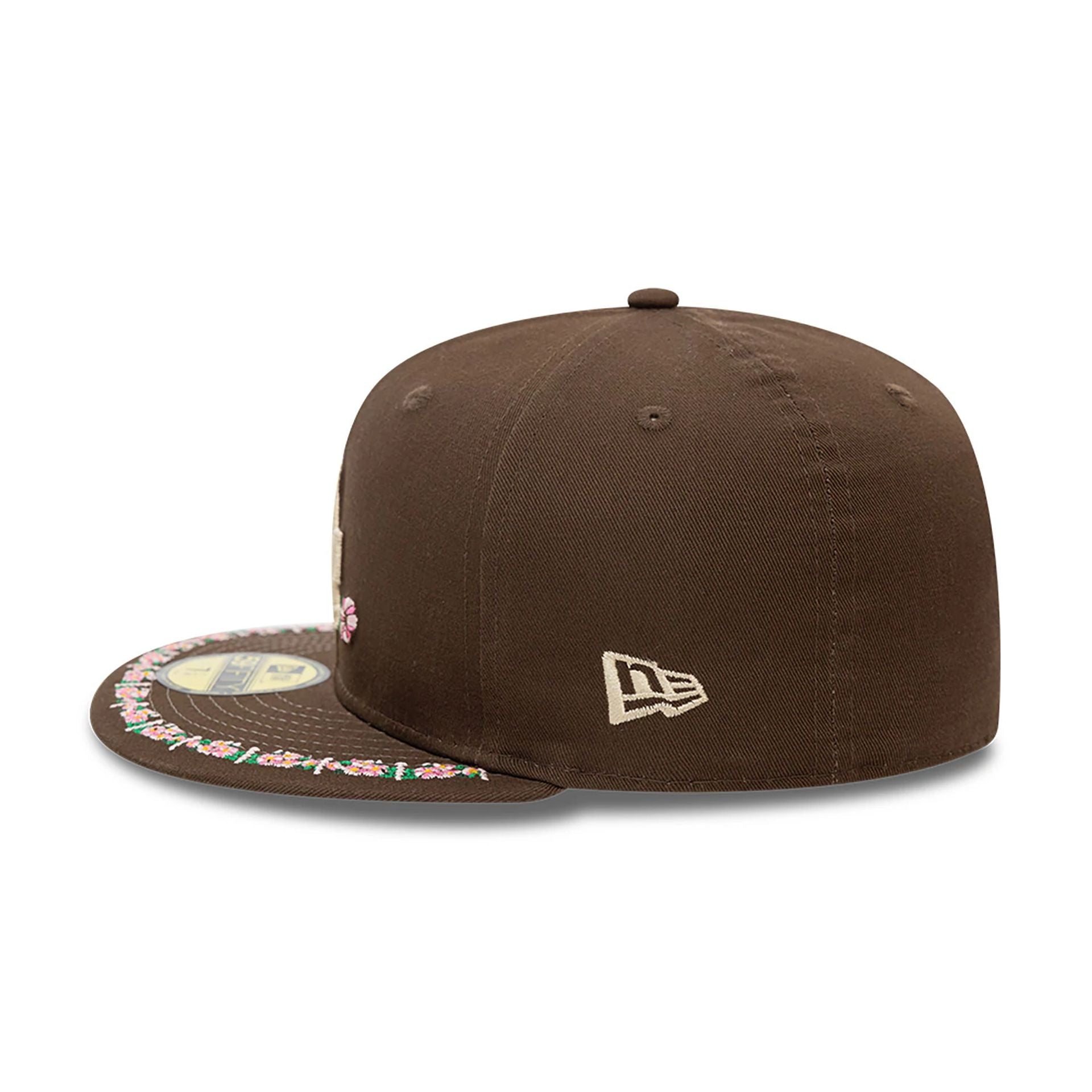 This is a LA Dodgers Floral Border Dark Brown 59FIFTY Fitted Cap 7