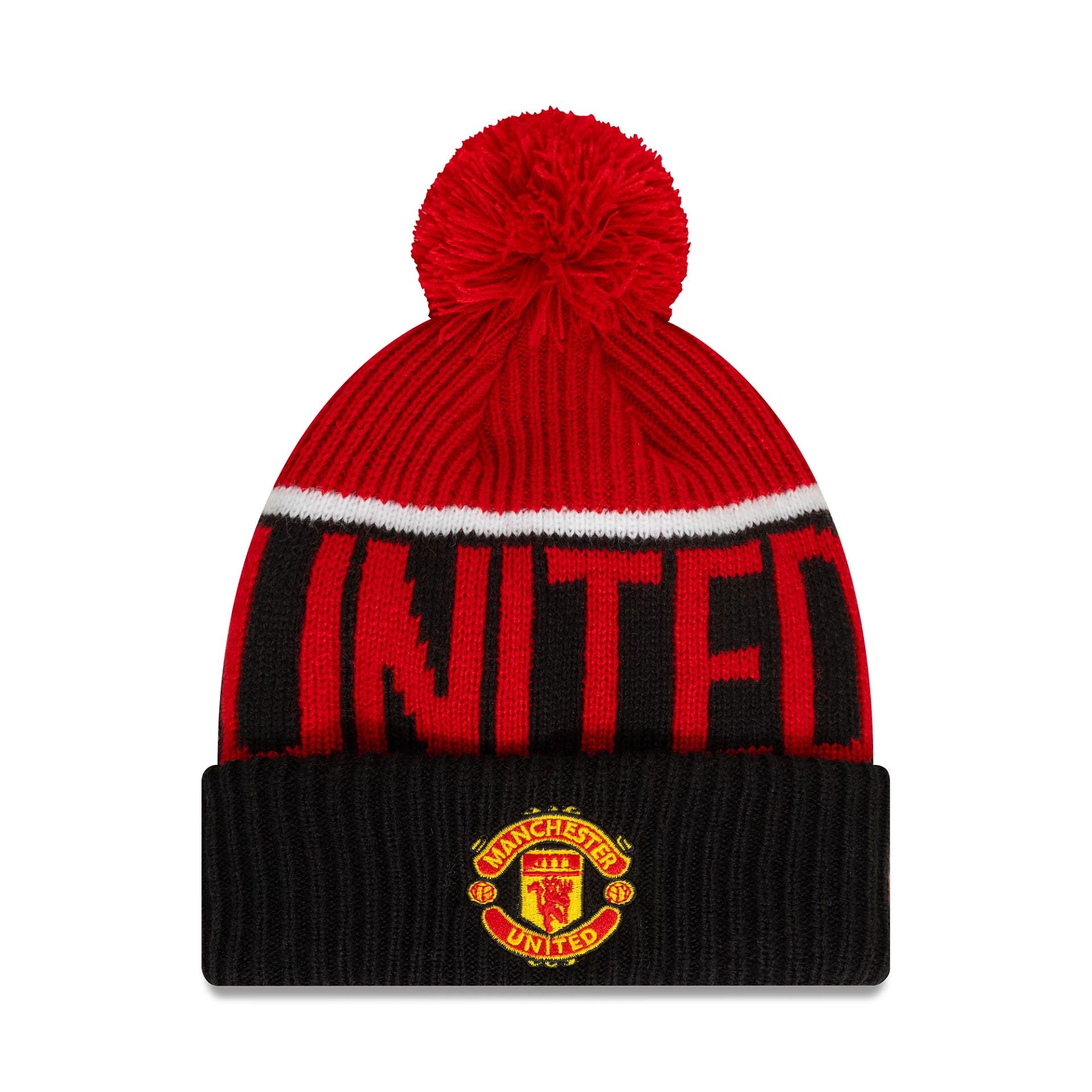 This is a Manchester United FC Youth Red Cuff Knit Beanie Cap 1