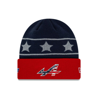 This is a Alpine Racing Vegas Race Special Navy Cuff Knit Beanie Hat 1