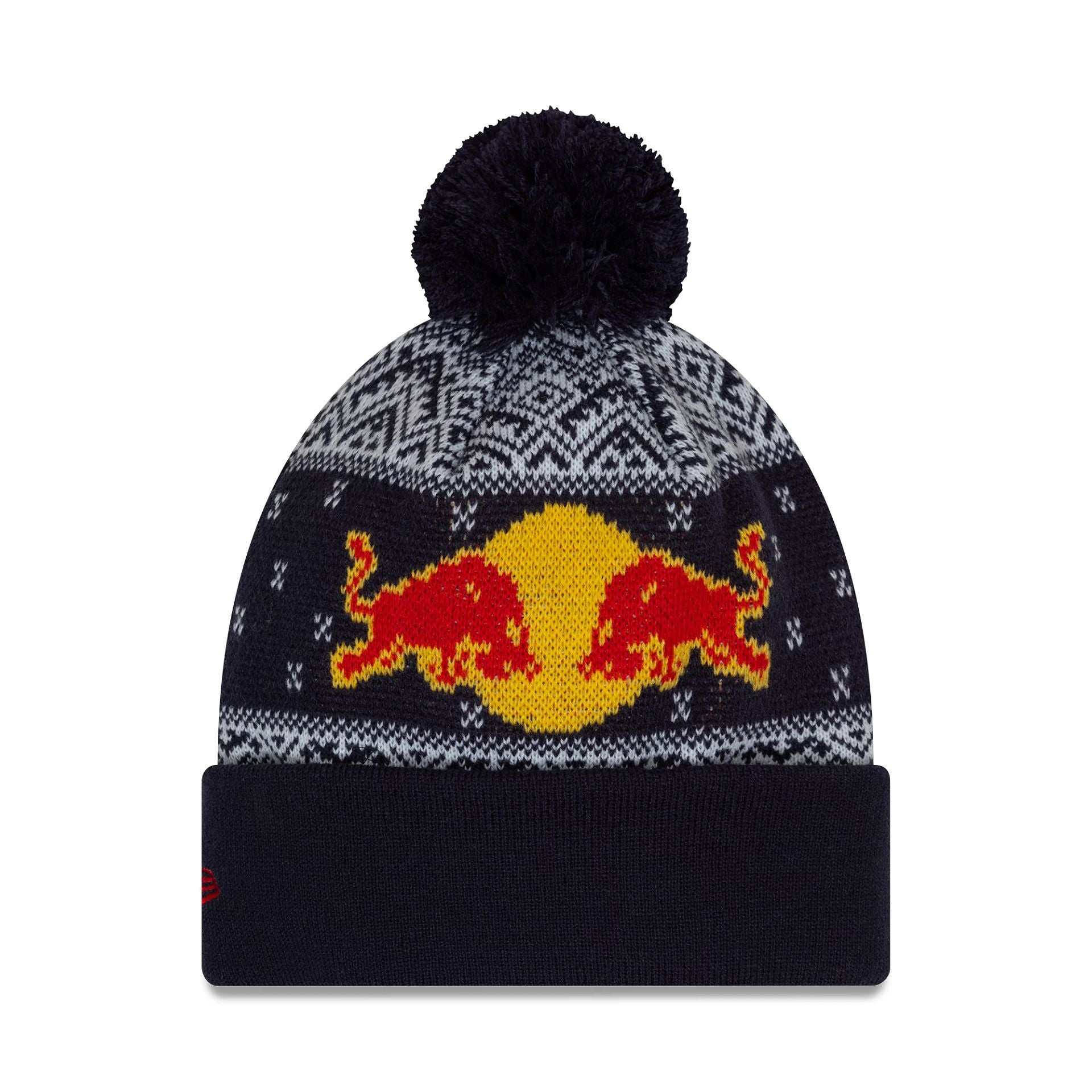 This is a Red Bull Racing Xmas Bull Navy Bobble Knit Beanie Hat 2